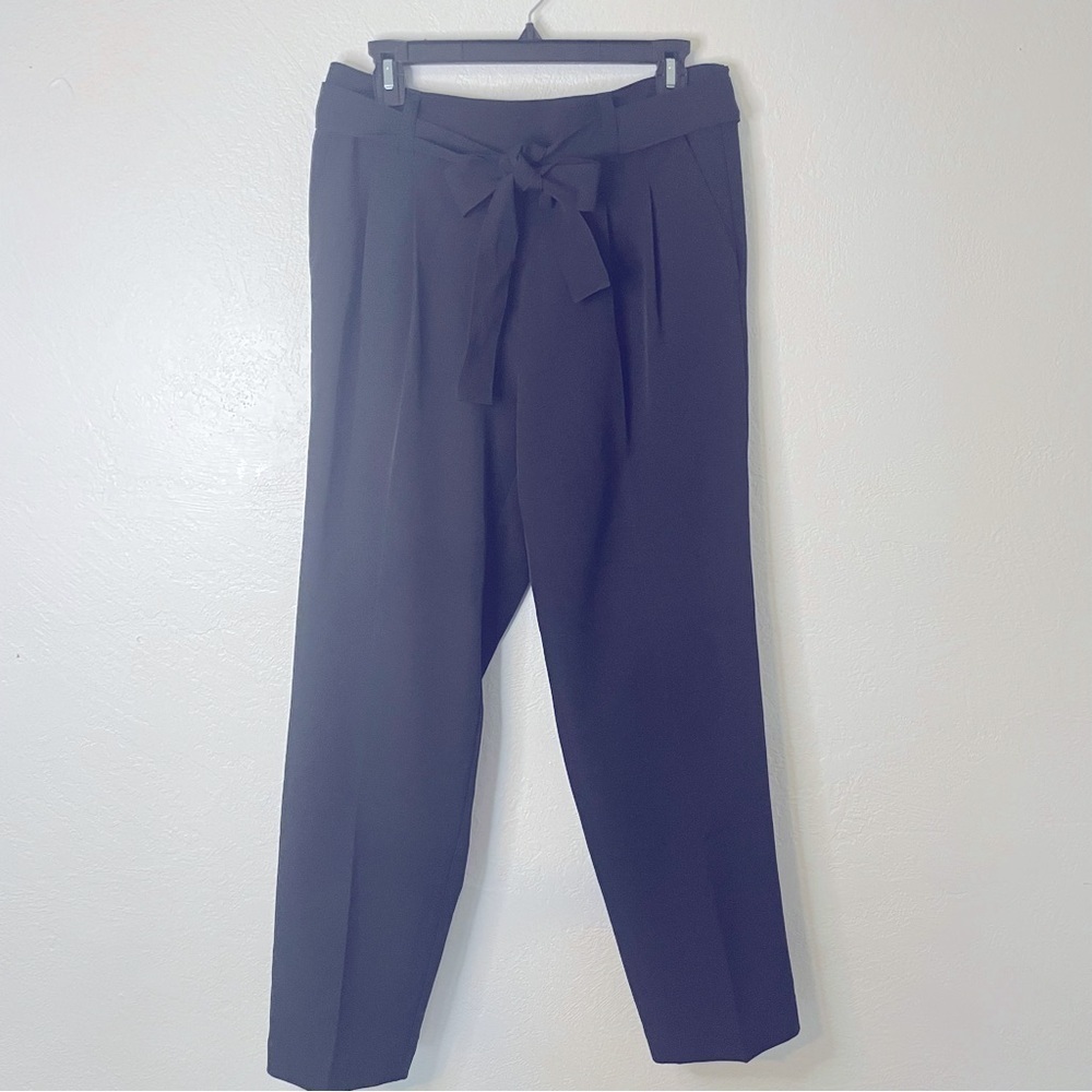 Loft Outlet Pleated Tapered Pants in Crepe. Black - Picture 2 of 6